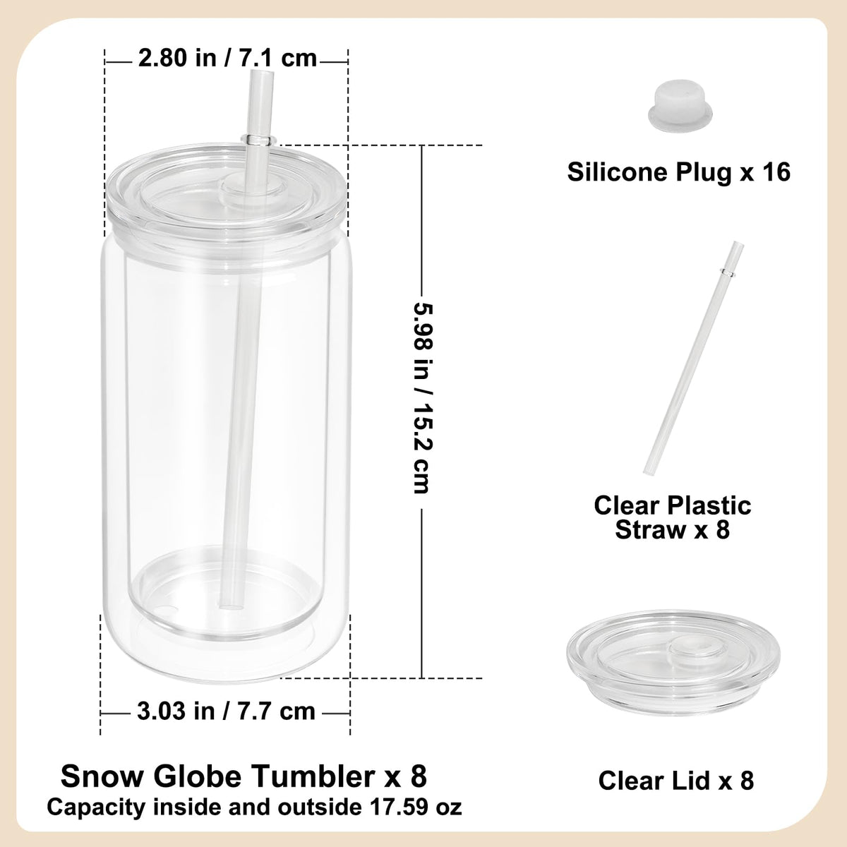 AZEAM snow globe tumbler includes a silicone plug for secure sealing.
