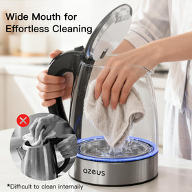 AZEUS fast boil kettle wide opening for easy refilling and cleaning.