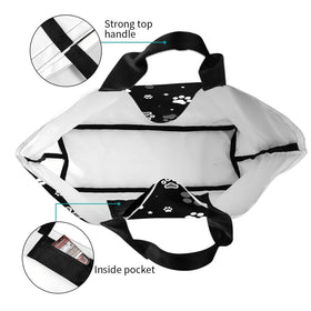 AZJOYLIFE dog paw tote bag interior with small pocket keeps items organized.