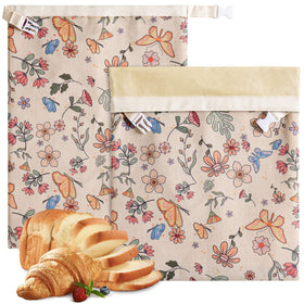AZLTC beeswax bread bag front view, two-pack for fresh sourdough storage