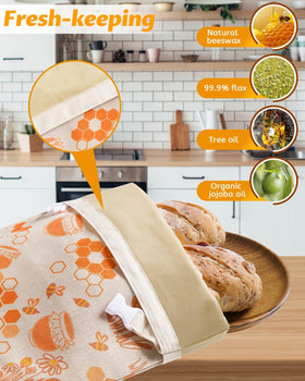 AZLTC beeswax linen bag close-up highlights natural wax lining for freshness