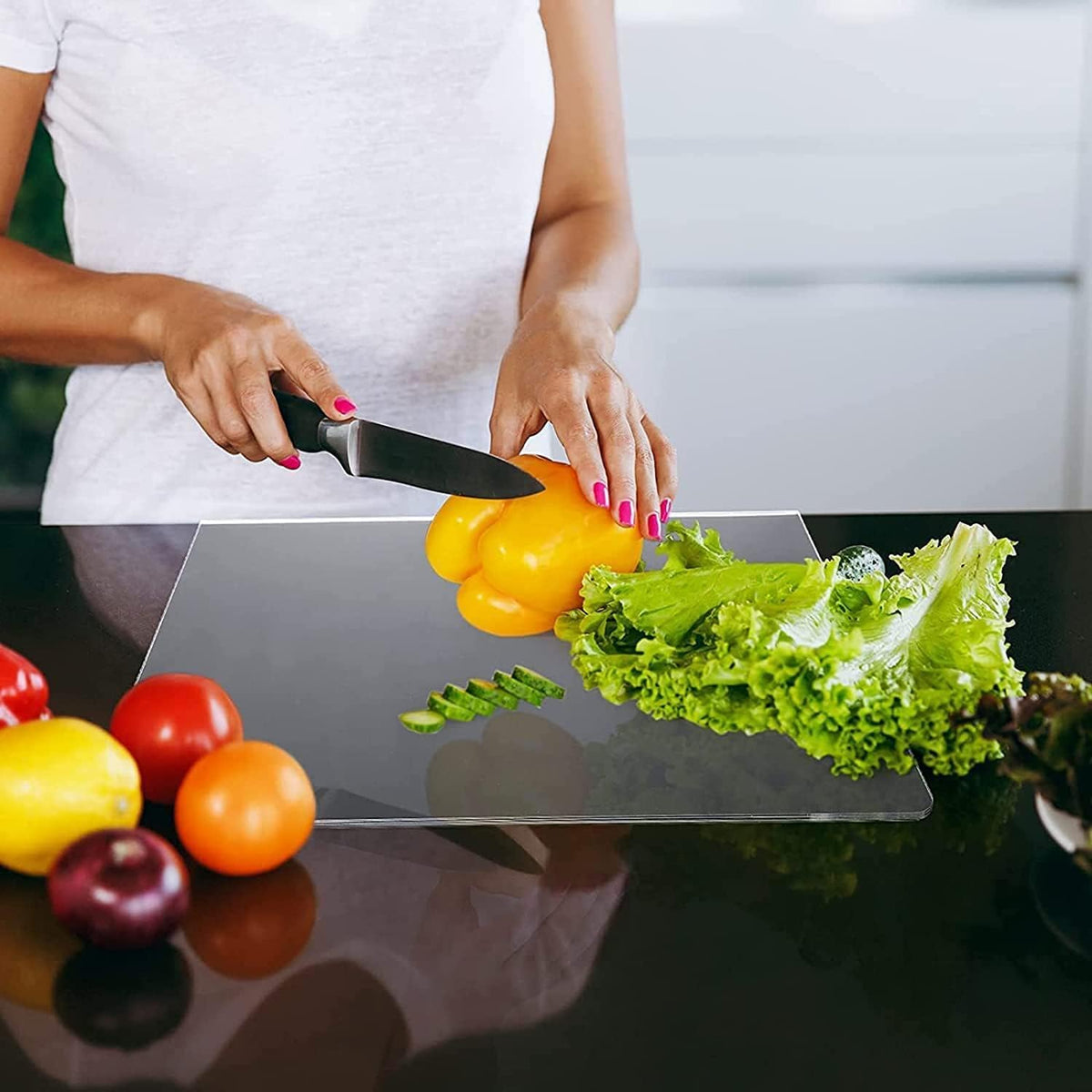 AZM Displays cutting board for kitchen use and kids crafts.