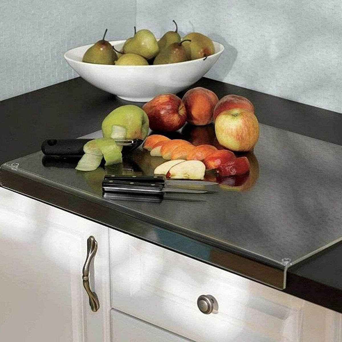 AZM Displays versatile cutting board doubles as a craft surface for kids.