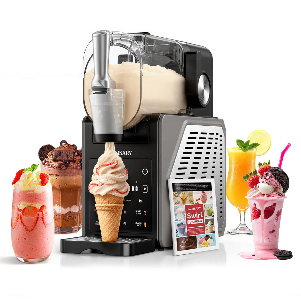 Azmsary slushie machine with LED display for easy frozen drink control at home.