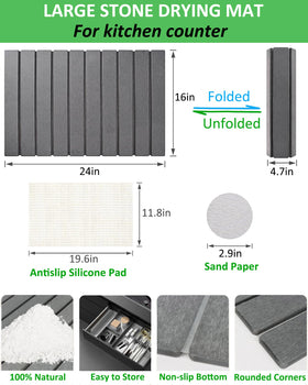 Azorteja diatomaceous earth mat absorbing moisture on kitchen surface