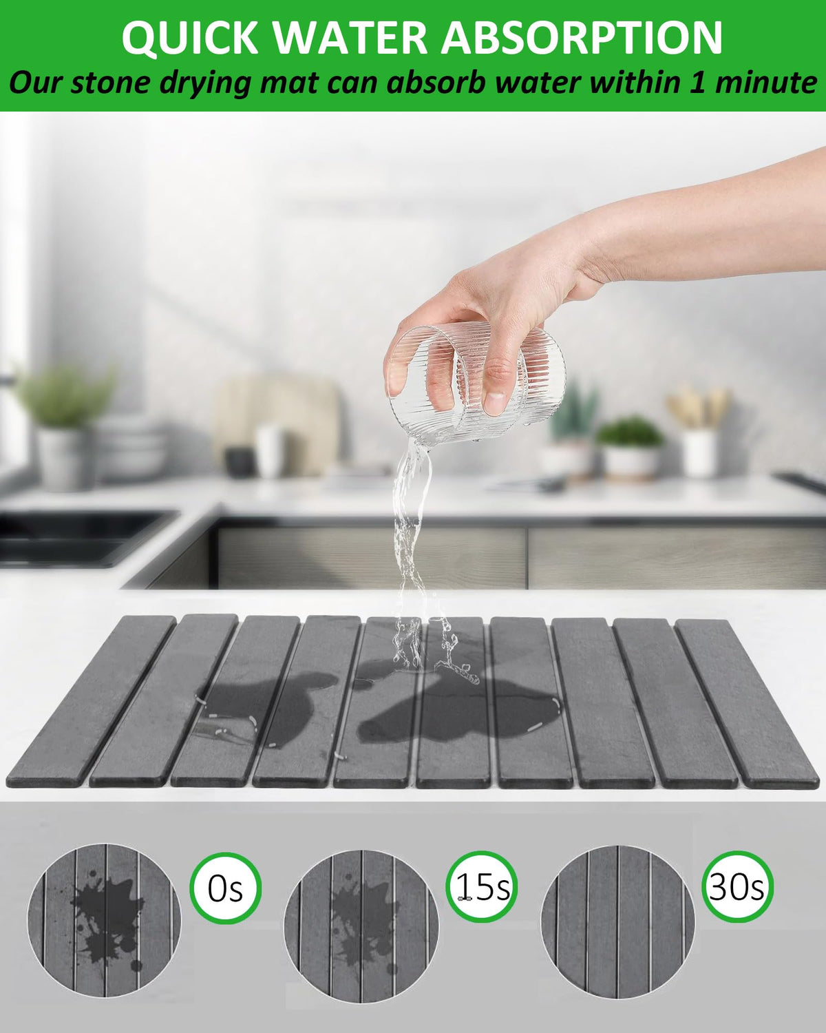 Azorteja foldable stone drying mat shown opened for storage
