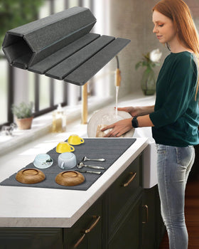 Azorteja large stone dish drying mat on counter absorbing water quickly