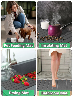 Azorteja self-drying kitchen mat keeping counters dry after use