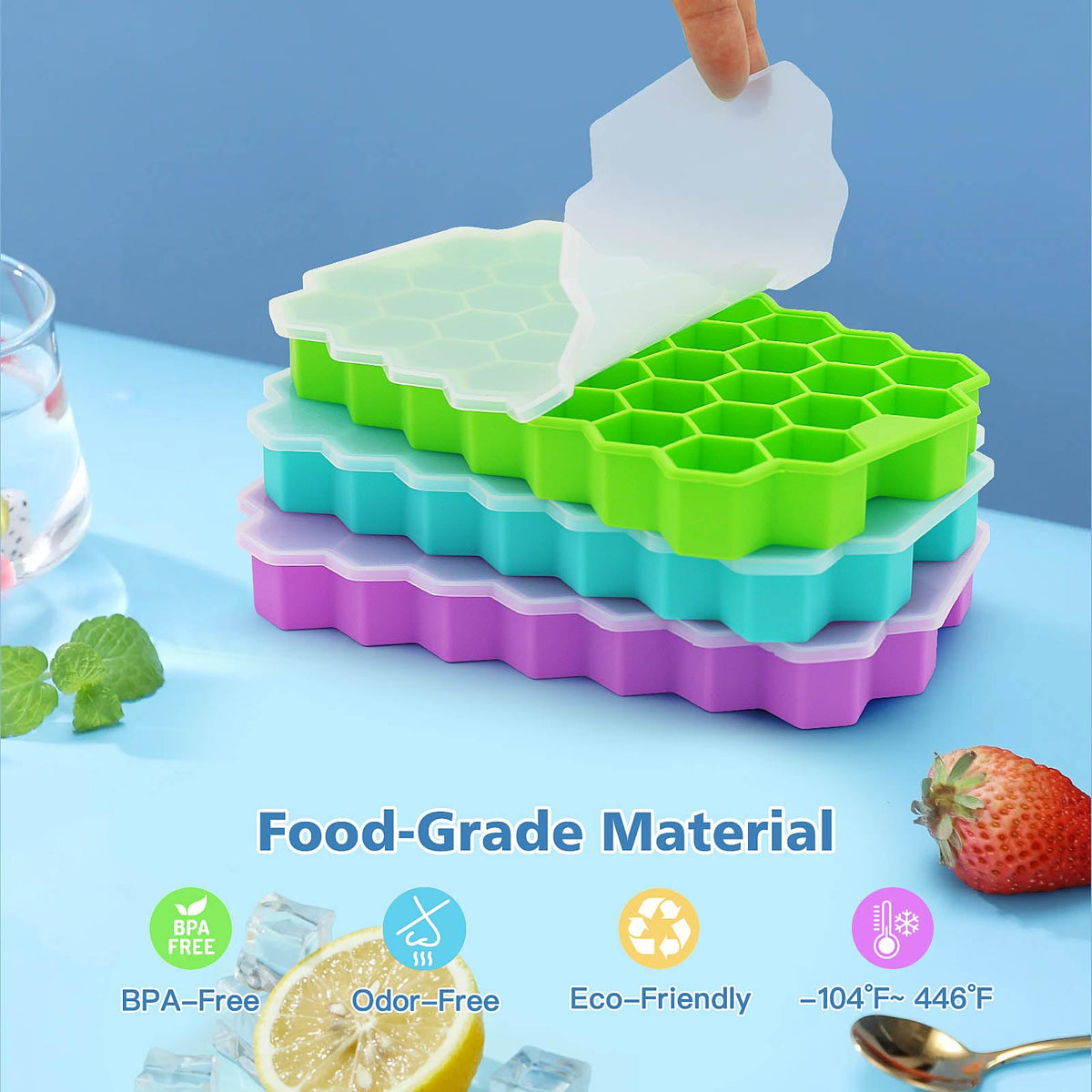 Azyh easy-release ice tray enabling quick cube removal