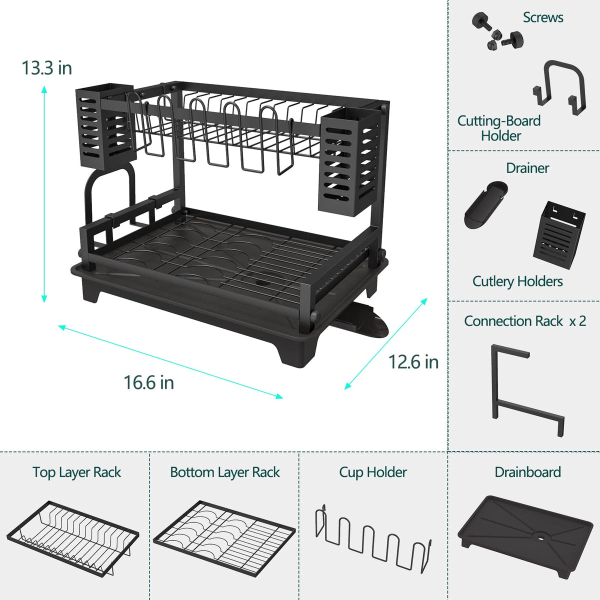 B-Land side racks organize utensils, cups, and cutting boards neatly.