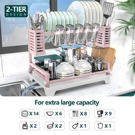 Two-tier B-Land rack design saves counter space while handling plates and pots