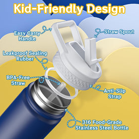 Baab kids water bottle straw-lid shown for easy sipping.
