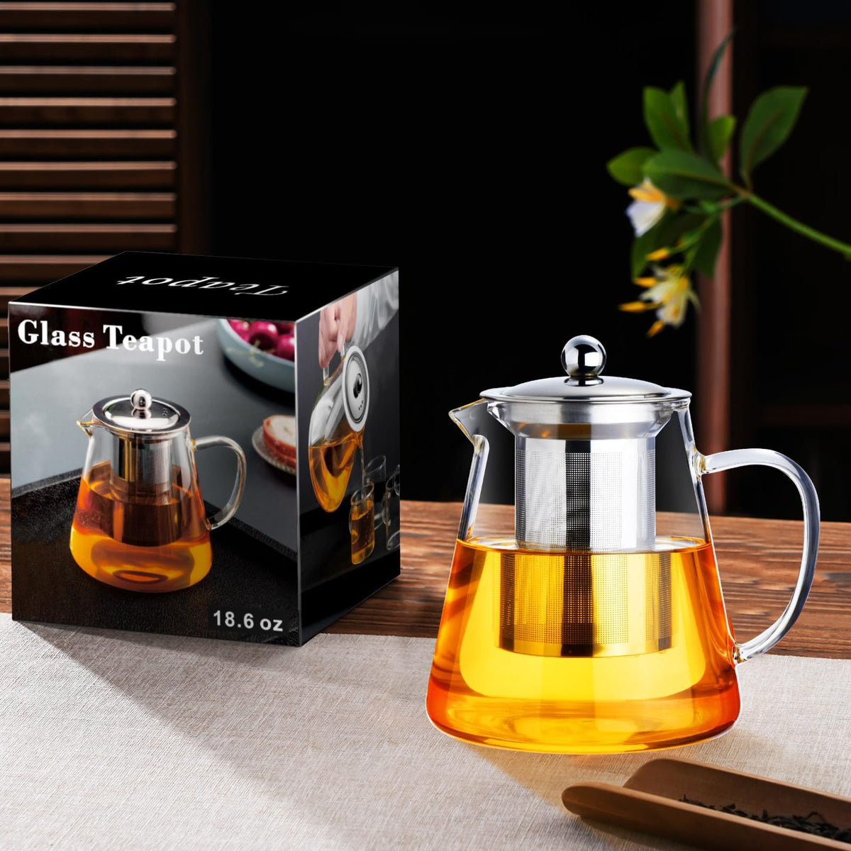Baalaka glass teapot ideal for loose leaf tea and fruit blends.