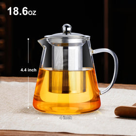 Baalaka glass teapot wide mouth for easy cleaning and filling.