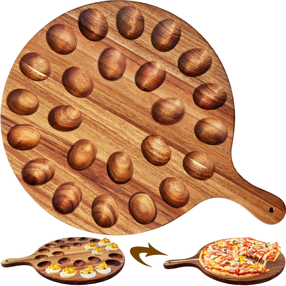 Baaxxango deviled egg platter 24-hole round for stylish parties and easy serving.
