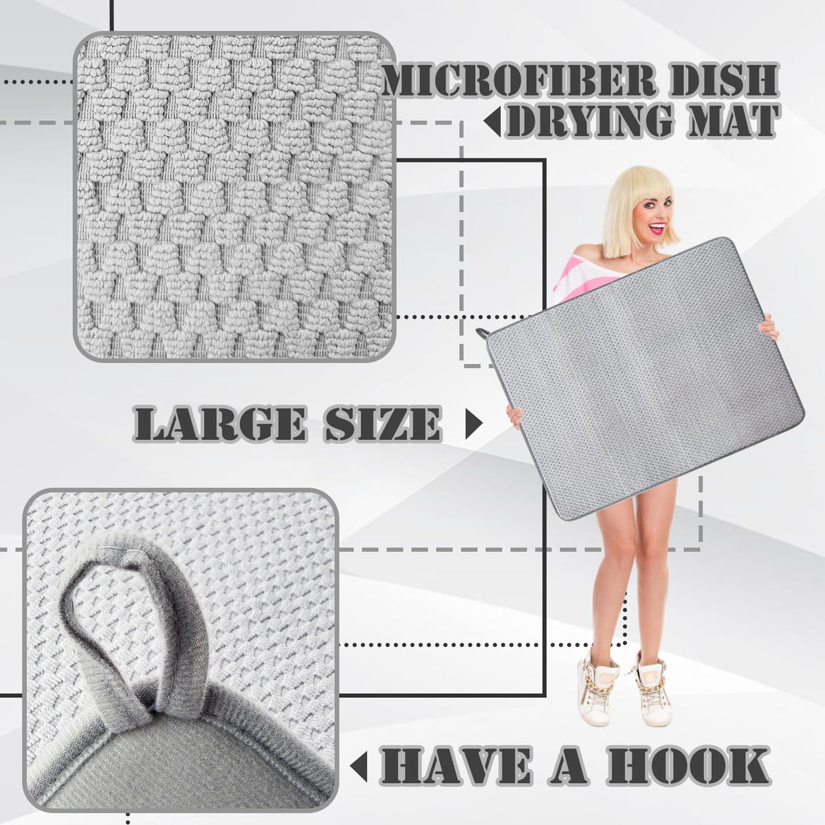 Baaxxango kitchen drying pad catches drips from racks and pans.