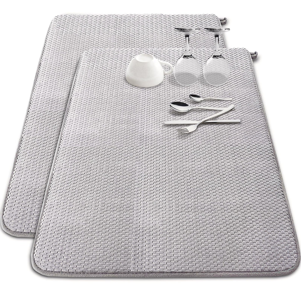 Baaxxango microfiber dish drying mat 30x24 under-counter setup for fast water absorption.