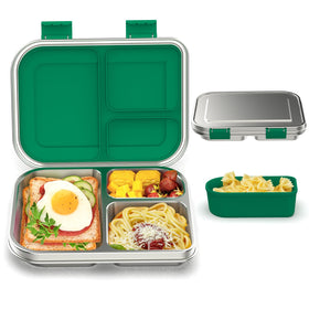 BABHAMNESS stainless steel bento box with three compartments for organized meals.