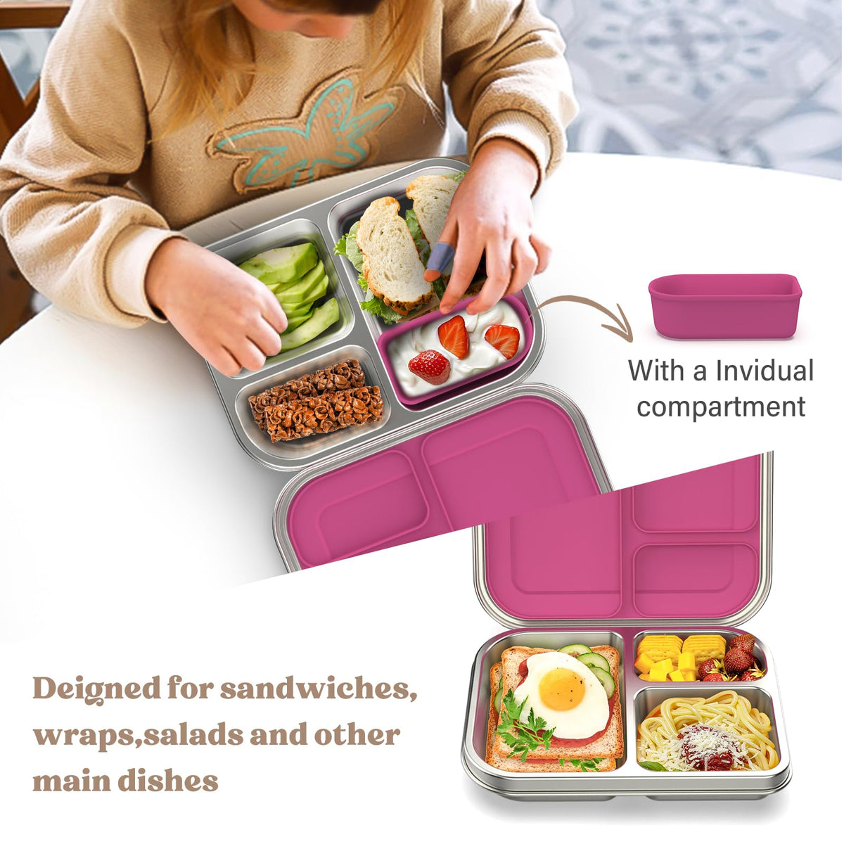 BABHAMNESS bento box shows leak-proof seal to prevent spills.