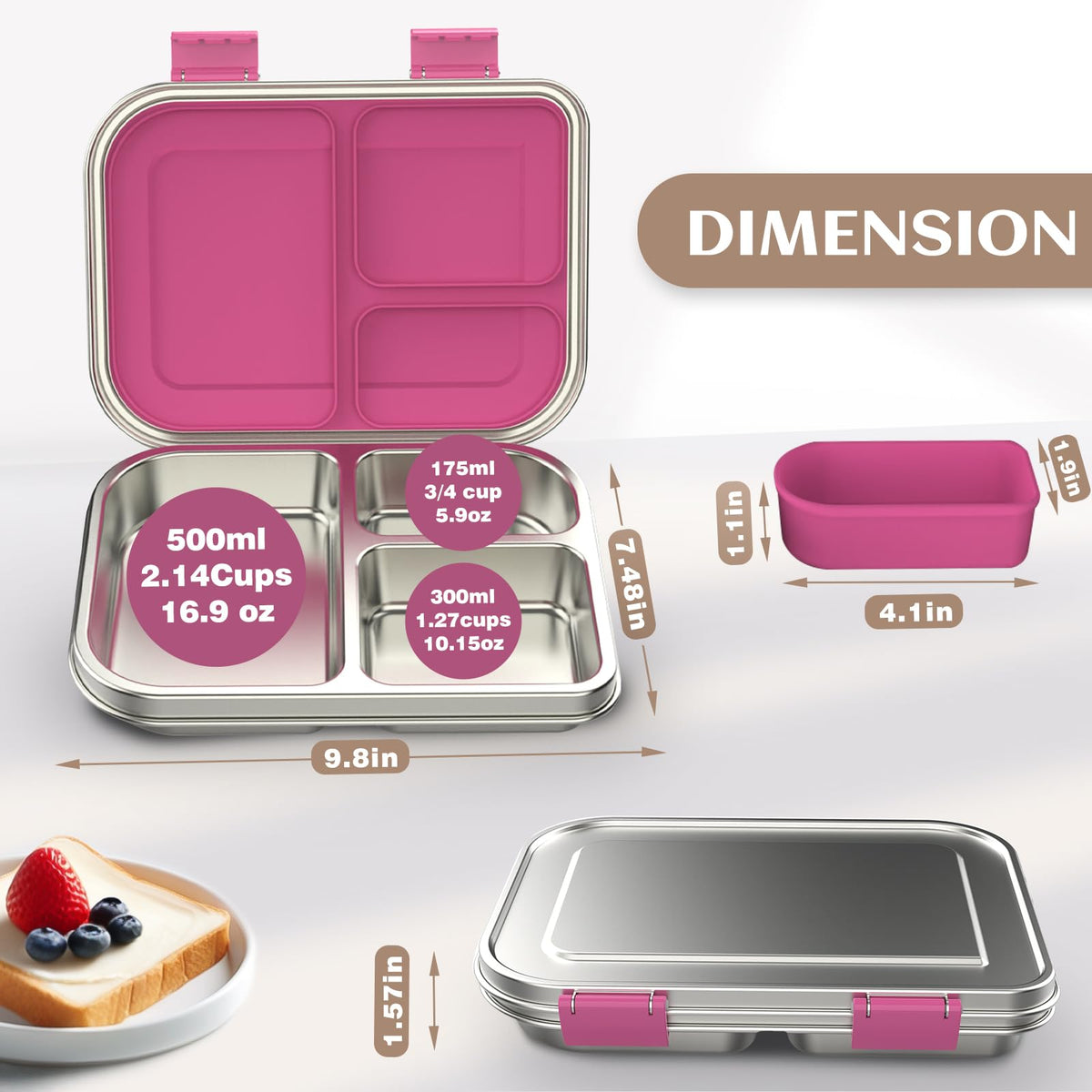BABHAMNESS dishwasher-safe lunch box for easy cleanup.