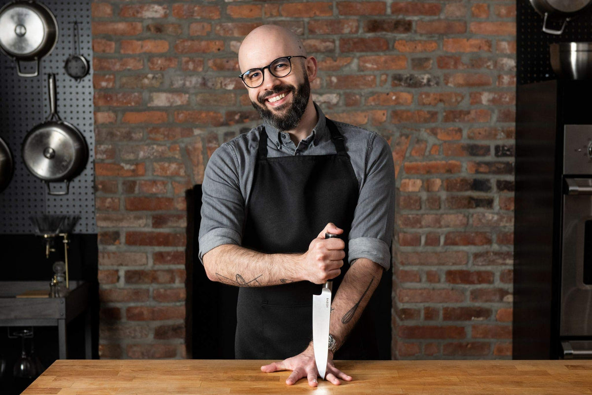 Babish 8-Inch Chef Knife storage block keeps blades safely organized.