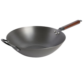 Babish carbon steel wok 14-inch flat bottom ready for high-heat stir-fry