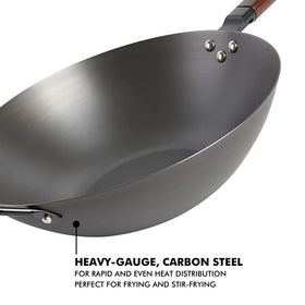Babish wooden handle close-up showing riveted grip stays cool during cooking