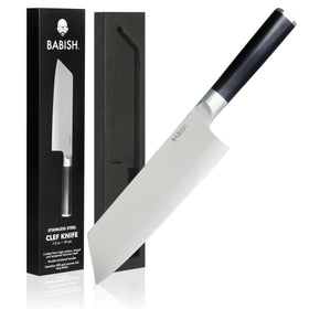 Babish Clef high-carbon blade closeup showing precision edge for precise slicing.
