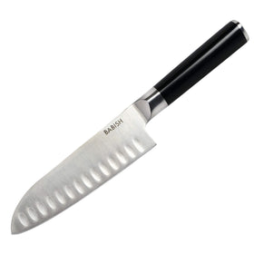 Babish Santoku near sharpener for easy edge maintenance.