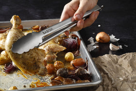 Babish scalloped ends grip food securely for veggies and steaks.