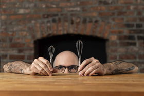 Babish Tiny Whisk metal wires close-up shows sturdy stainless steel construction.