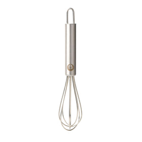 Babish Tiny Whisk sleek handle design offers comfortable grip during whisking.