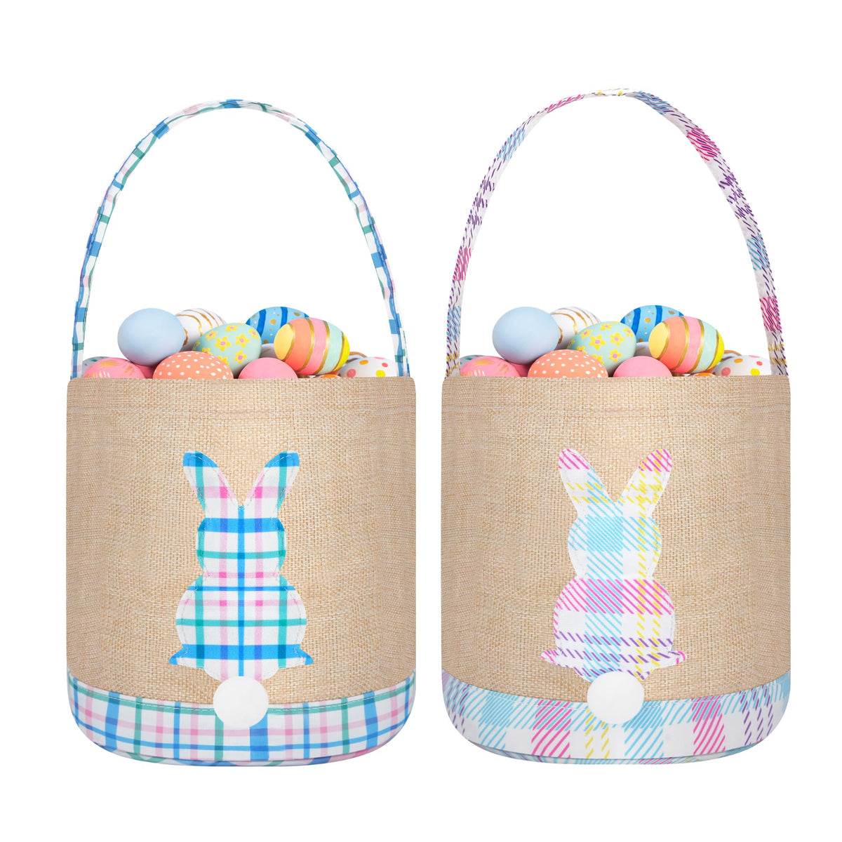 BABORI Easter Basket Bunny blue and pink front view for egg hunts.