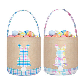 BABORI Easter Basket Bunny blue and pink front view for egg hunts.