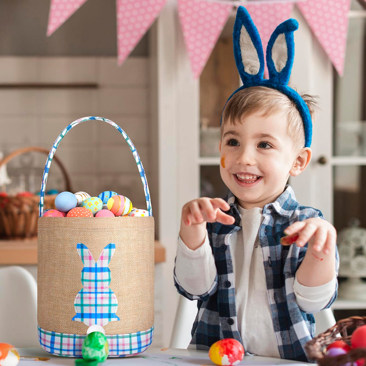 Babori Easter Basket material close-up shows sturdy breathable fabric