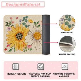 Baccessor Daisy Butterfly kitchen mat 17x47 top detail shows durable print.