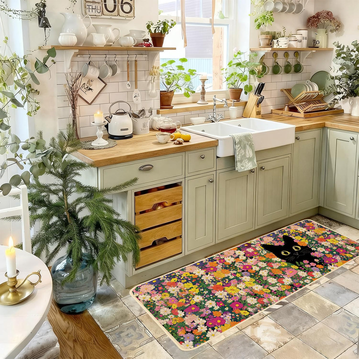 Baccessor Daisy-design mat close-up highlights bright floral details.
