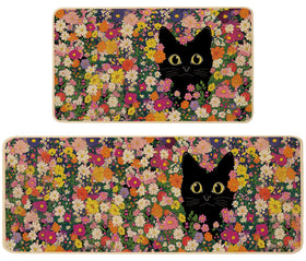 Baccessor Floral Cat Kitchen Mat with daisy design keeps floors dry and stylish.