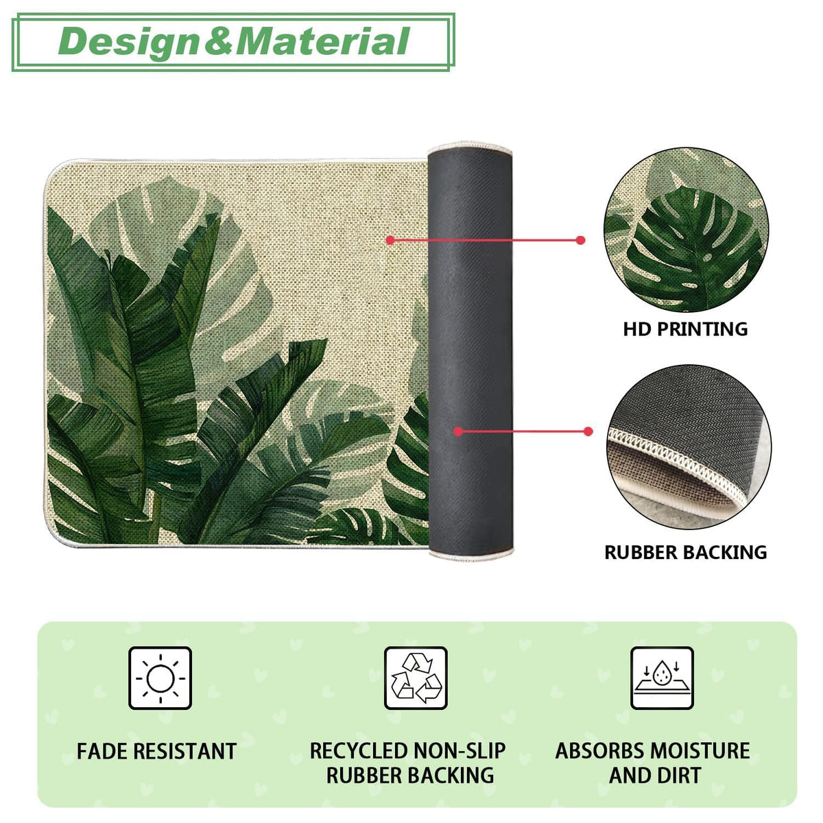 Baccessor Monstera rolled packaging keeps mats flat for quick setup