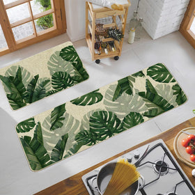 Baccessor Monstera spring kitchen mat 17x47, leafy pattern protects floors