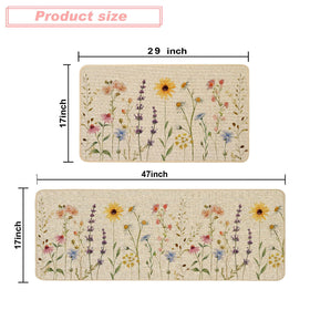 Baccessor non-slip kitchen mat with wildflowers supports steady footing during cooking.