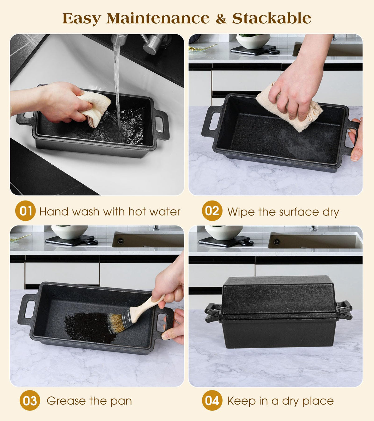 Bachdomc 2-in-1 Dutch oven function expands baking and slow cooking.