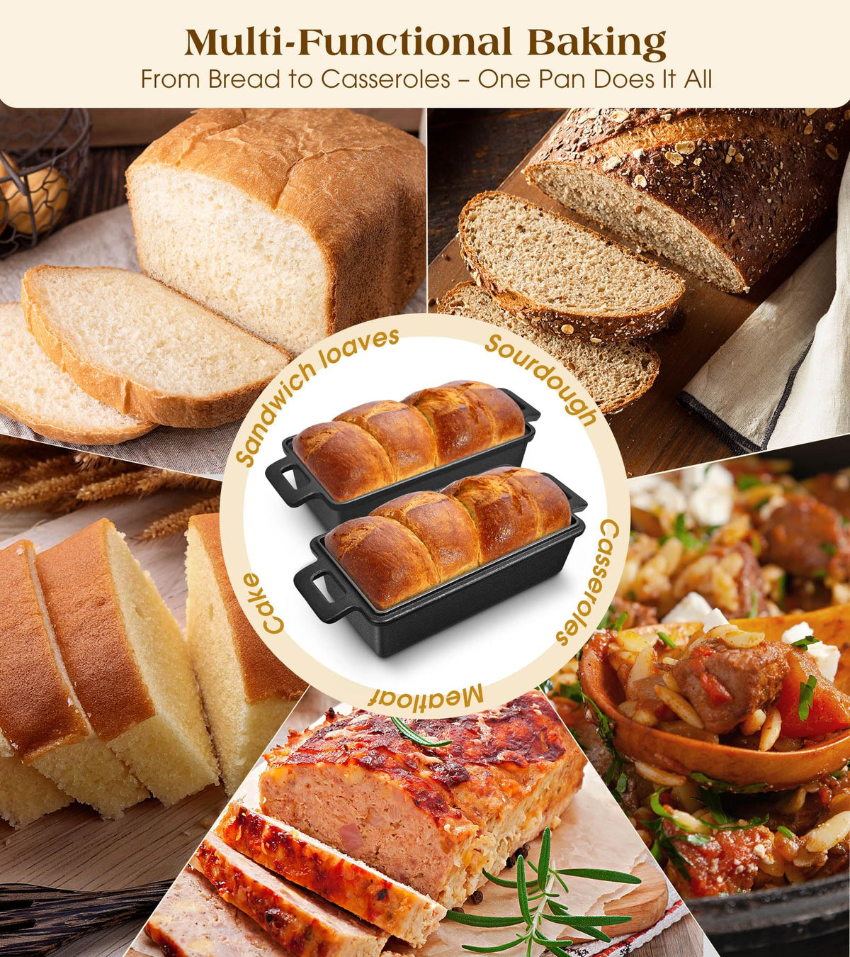 Bachdomc pre-seasoned surface offers easy release and simple cleanup.