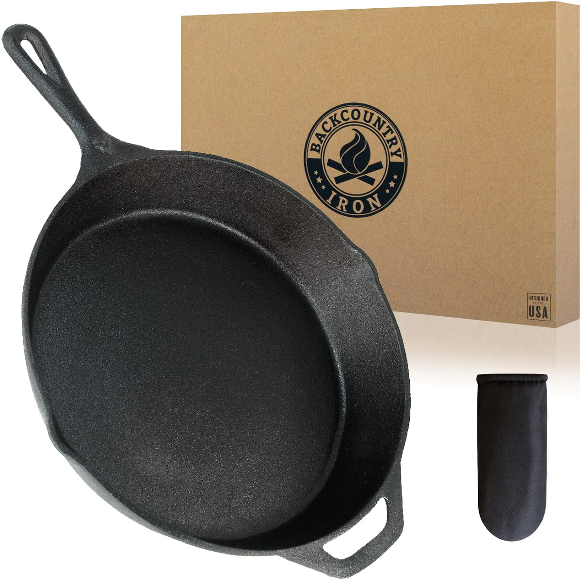 Backcountry Iron 12in skillet, raw surface ready to season for versatile cooking