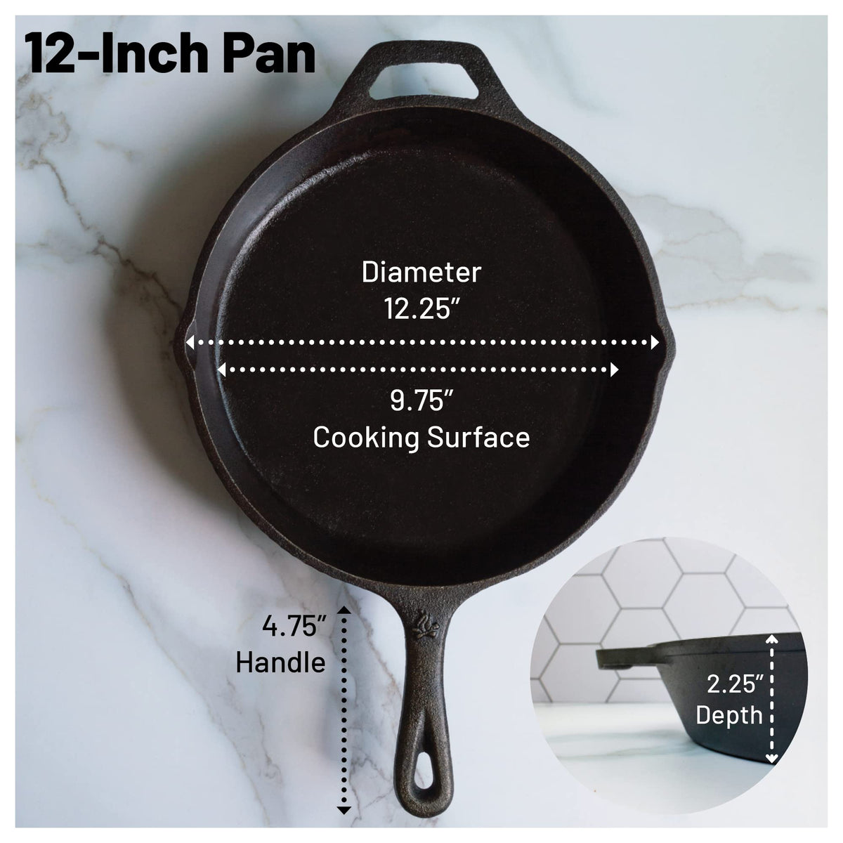 Backcountry Iron skillet on stove showcasing even heat for searing