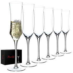 BACLIFE champagne flutes hand-blown crystal with polished edge for refined tasting.