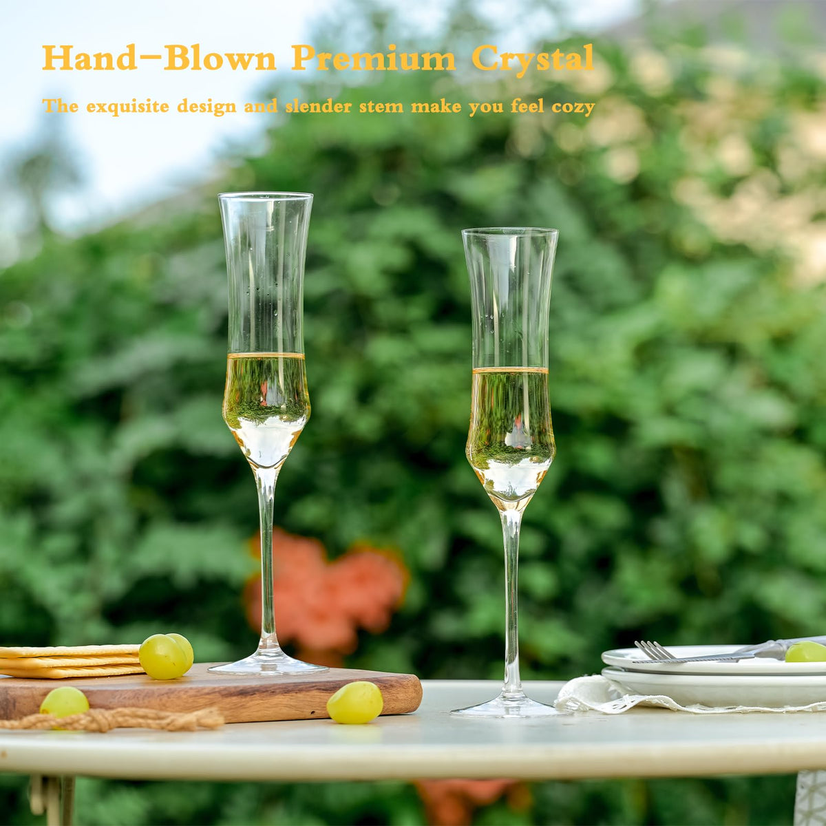 BACLIFE leadless crystal delivers clear sparkle and true champagne color.