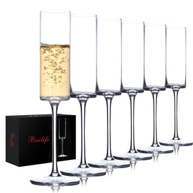 BACLIFE crystal champagne flutes set-6 for elegant toasts and refined presentation.