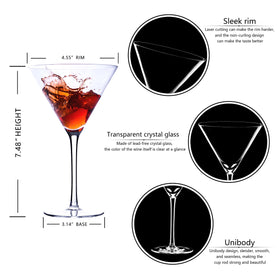 BACLIFE crystal martini glass with polished edge highlighting elegance.