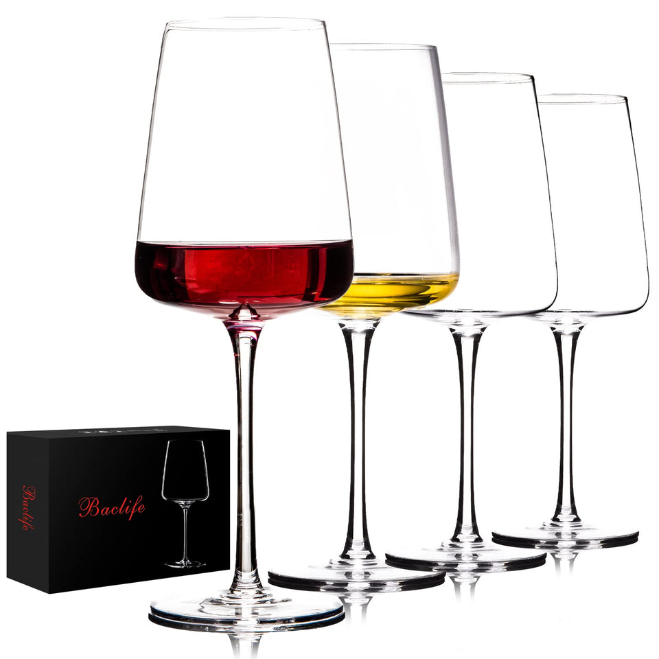 BACLIFE hand-blown red wine glass with long stem enhances aroma for refined tasting.